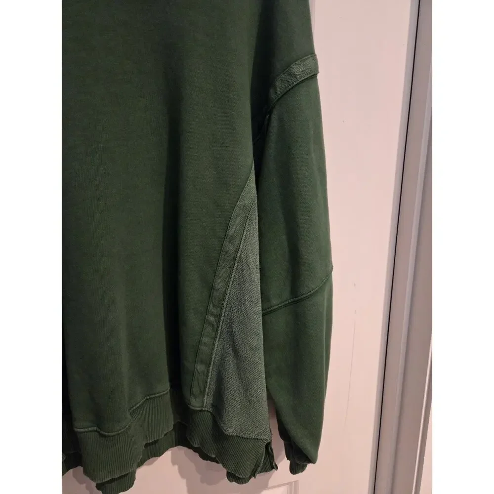 Aerie American Eagle Olive Green Oversized Cotton Sweater Sweatshirt Sz S Small - Picture 5 of 7